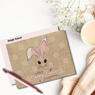 Happy Paaster Bunny Face Neutral Polka Dots Briefkaart