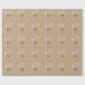 Happy Paaster Bunny Face Neutral Polka Dots Cadeaupapier (Vlak)