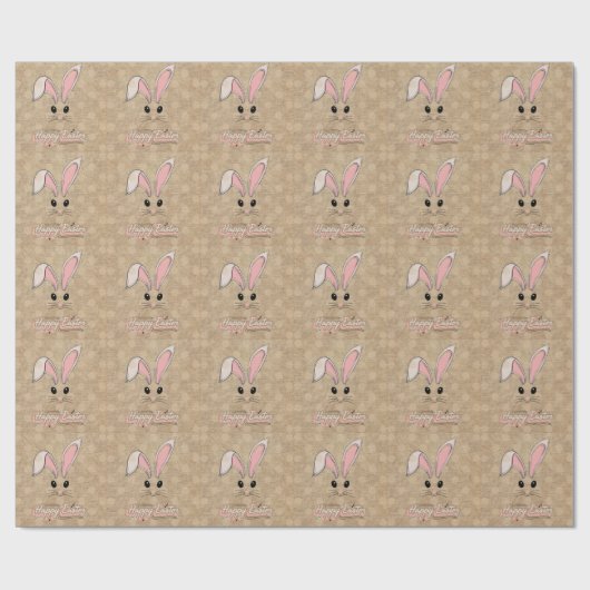 Happy Paaster Bunny Face Neutral Polka Dots Cadeaupapier (Vlak)