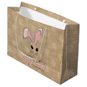 Happy Paaster Bunny Face Neutral Polka Dots Groot Cadeauzakje (Voorkant Gekanteld)