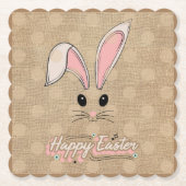 Happy Paaster Bunny Face Neutral Polka Dots Kartonnen Onderzetters (Voorkant)