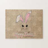 Happy Paaster Bunny Face Neutral Polka Dots Legpuzzel (Horizontaal)