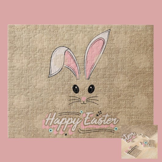 Happy Paaster Bunny Face Neutral Polka Dots Legpuzzel