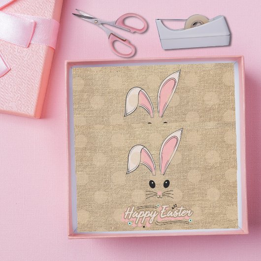 Happy Paaster Bunny Face Neutral Polka Dots Tissuepapier