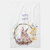Happy Paaster Bunny Floral Wreath Kitchen Towel Theedoek (Verticaal)