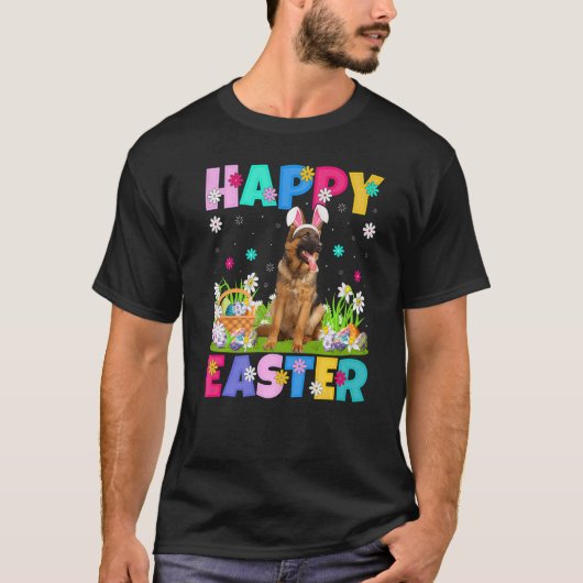Happy Paaster Bunny German Shepherd Dog Easter Sun T-shirt (Voorkant)