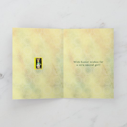 Happy Paaster Bunny Girl Wenskaart Feestdagen Kaart (Binnen)