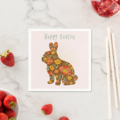 Happy Paaster Bunny Gold Pink Colorful Servet (Insitu)