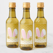 Happy Paaster Bunny Golden Blue Mini Wine Label Se