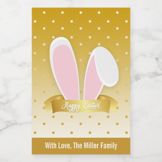 Happy Paaster Bunny Golden Blue Mini Wine Label Se Wijn Etiket (Enkel label)