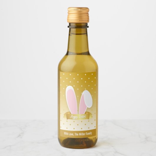 Happy Paaster Bunny Golden Blue Mini Wine Label Se Wijn Etiket (Voorkant)