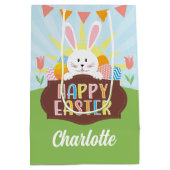 Happy Paaster Bunny Holiday Colorful Eggs Kind Medium Cadeauzakje (Achterkant)