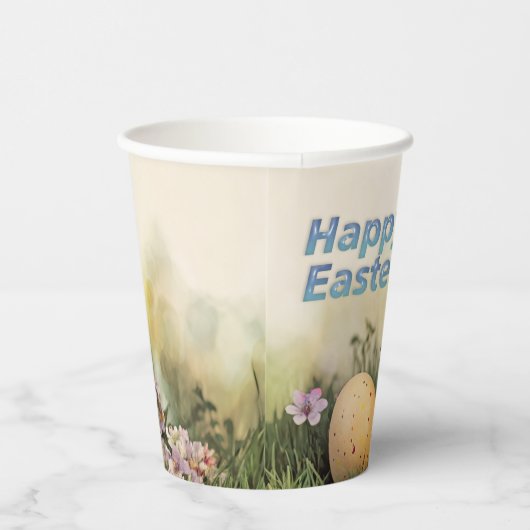 Happy Paaster Bunny in een mand Papieren Bekers (Rechts)