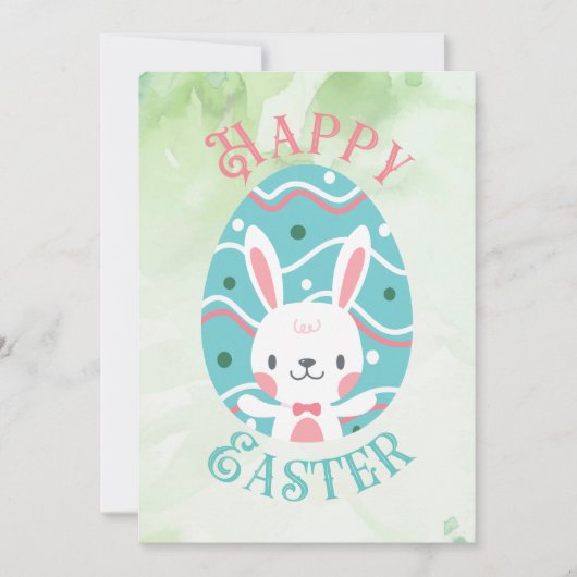 Happy Paaster Bunny in Egg Editable Holiday Kaart (Voorkant)