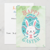 Happy Paaster Bunny in Egg Editable Holiday Kaart (Voorkant / Achterkant)