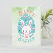 Happy Paaster Bunny in Egg Editable Holiday Kaart (Staand voorkant)