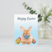 Happy Paaster Bunny in Face Mask Briefkaart (Staand voorkant)