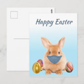 Happy Paaster Bunny in Face Mask Briefkaart (Voorkant / Achterkant)