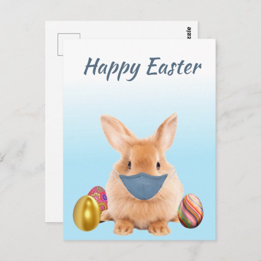 Happy Paaster Bunny in Face Mask Briefkaart (Voorkant / Achterkant)