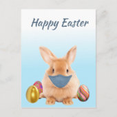 Happy Paaster Bunny in Face Mask Briefkaart (Voorkant)