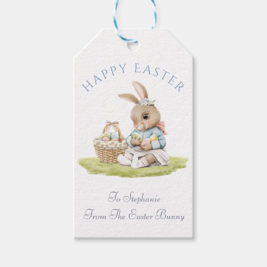 Happy Paaster Bunny-Label met persoonlijke voorkeu Cadeaulabel (Voorkant)
