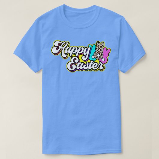 Happy Paaster Bunny Leopard Rabbit Familie Pasen D T-shirt (Design voorkant)