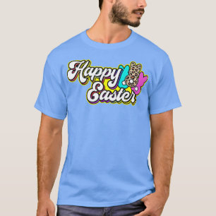 Happy Paaster Bunny Leopard Rabbit Familie Pasen D T-shirt