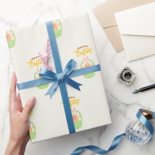 Happy Paaster Bunny Matte Wrapping Paper Cadeaupapier (Geschenken)