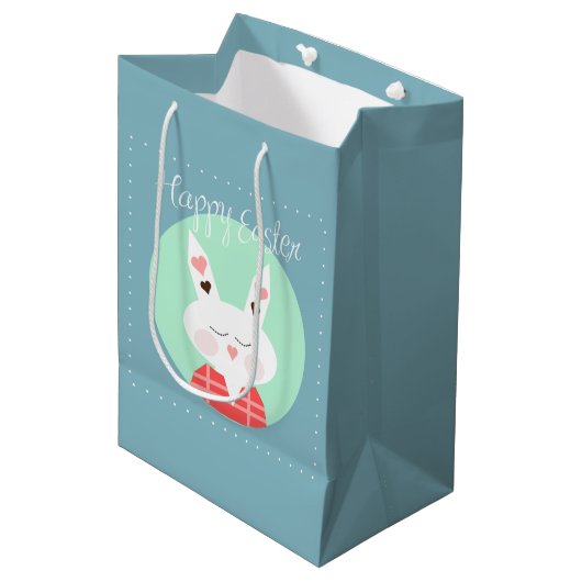 Happy Paaster Bunny Medium Gift Bag Cadeauzakje (Voorkant Gekanteld)