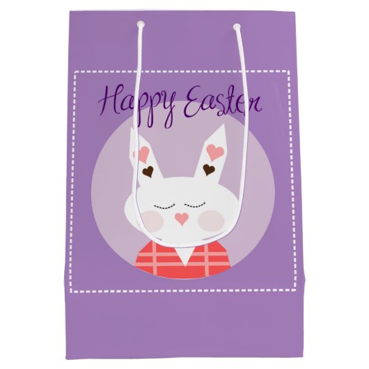 Happy Paaster Bunny Medium Gift Bag Medium Cadeauzakje (Achterkant)