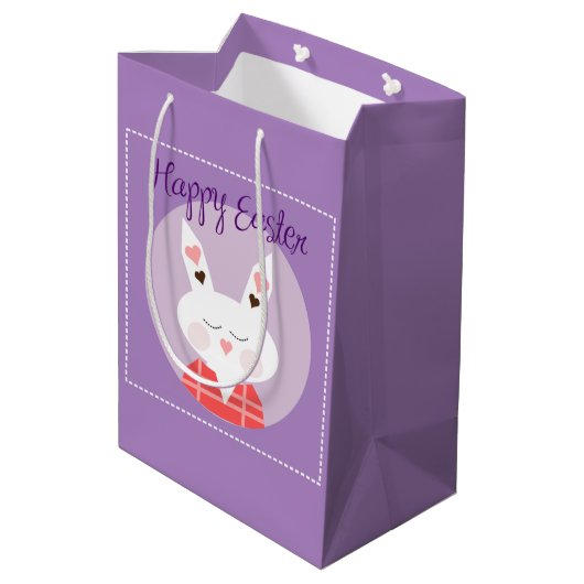 Happy Paaster Bunny Medium Gift Bag Medium Cadeauzakje (Achterkant Gekanteld)