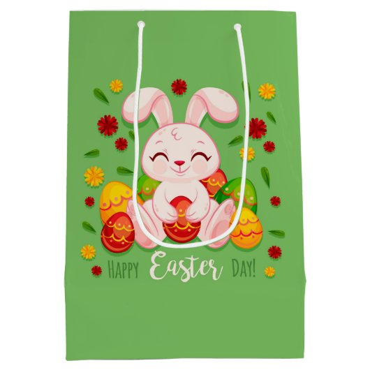 Happy Paaster Bunny Medium Gift Bag Medium Cadeauzakje (Achterkant)