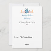 Happy Paaster Bunny met Flowers Editable Feestdagenkaart (Achterkant)