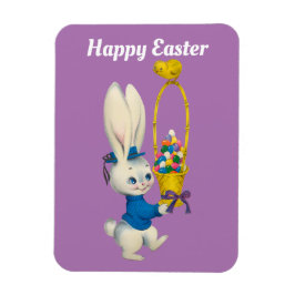 Happy Paaster Bunny met mand Magnet Magneet