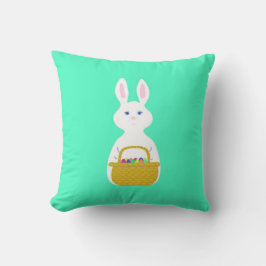 Happy Paaster Bunny met mandje eieren Kussen