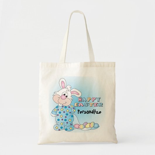 Happy Paaster Bunny met paaseieren Tote Bag (Voorkant)