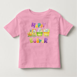 Happy Paaster Bunny Pastel Waterverf Train Kinder Shirts