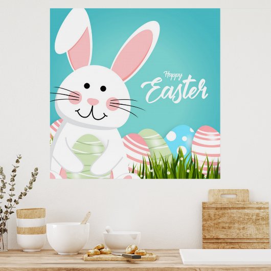 Happy Paaster Bunny-Poster Poster (Keuken)
