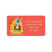 Happy Paaster Bunny Rabbit Dancing Custom Etiket (Voorkant)