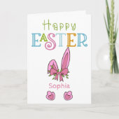 Happy Paaster Bunny Rabbit Ears and Paws Cute Feestdagen Kaart (Voorkant)
