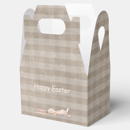 Happy Paaster Bunny Rabbit Eggs Butterfly Gingham Bedankdoosjes (Geopend)