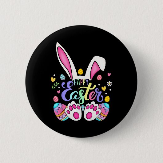 Happy paaster Bunny Rabbit Face Funny Easter Day W Ronde Button 5,7 Cm (Voorkant)