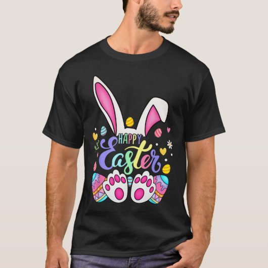 Happy paaster Bunny Rabbit Face Funny Easter Day W T-shirt (Voorkant)