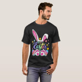 Happy paaster Bunny Rabbit Face Funny Easter Day W T-shirt (Voorkant volledig)
