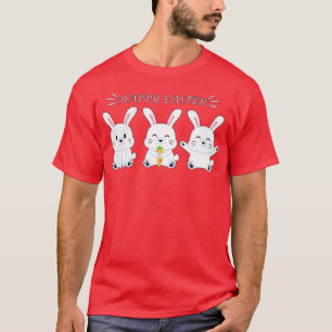 Happy paaster Bunny Rabbit Face Funny Easter Day W T-shirt