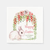 Happy Paaster Bunny Rabbit Floral Lijst Servet (Voorkant)