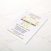 Happy Paaster Bunny Rabbit Fun Monogram Familienaa Folie Uitnodiging (Gedraaid)