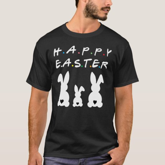 Happy paaster Bunny Rabbit Heart Tail Funny Cute L T-shirt (Voorkant)