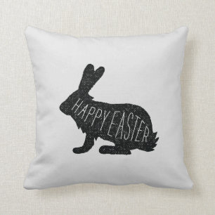 Happy Paaster Bunny Rabbit Monochrome Sierkussen