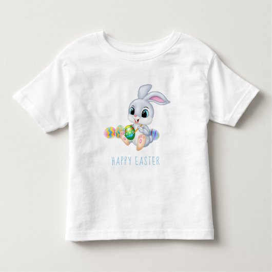 Happy Paaster Bunny Rabbit Painting Eggs | FEESTDA Kinder Shirts (Voorkant)